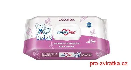 AMOREMIO vlhčené čistící ubrousky, aroma levandule, 40 ks