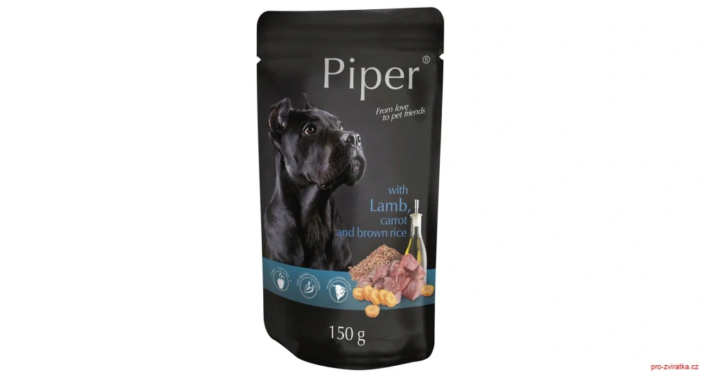 PIPER s jehněčím, mrkví a rýží, kapsička pro psy 150 g