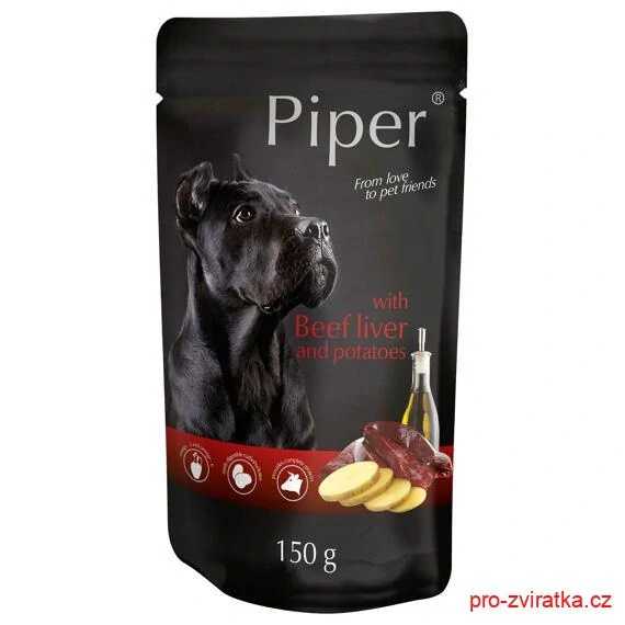 PIPER s hovězími játry a bramborami, kapsička pro psy