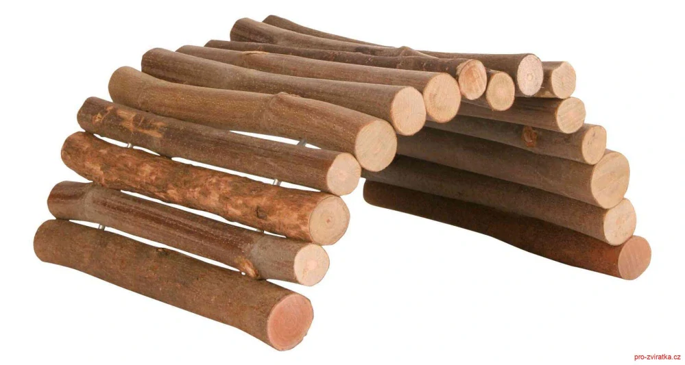 Dřevěný most z kulatých dřívek, nastavitelný
