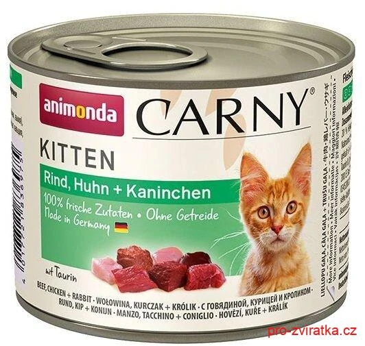 ANIMONDA konzerva CARNY Kitten - hovězí, kuře+ králík 200g