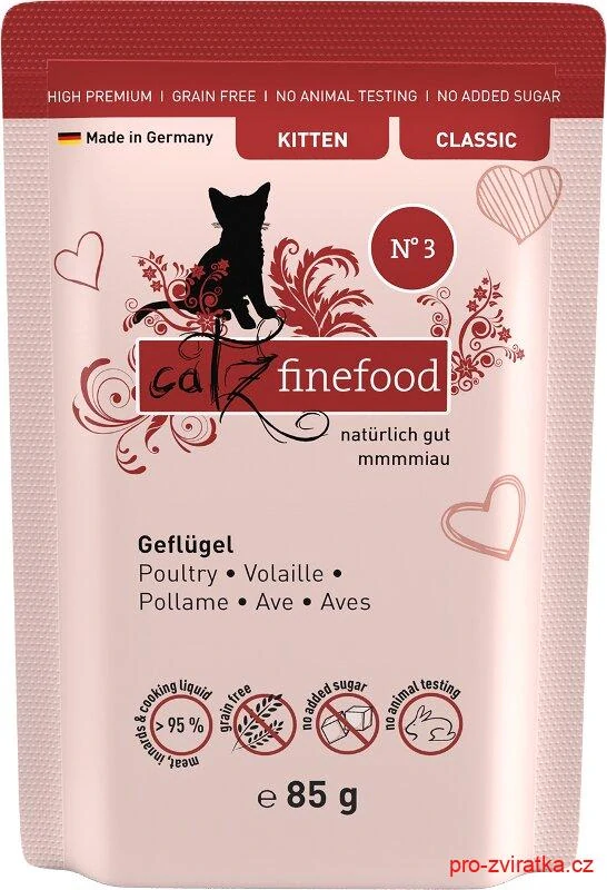 Catz Finefood Classic Kitten s drůbežím masem a brusinkami 85 g
