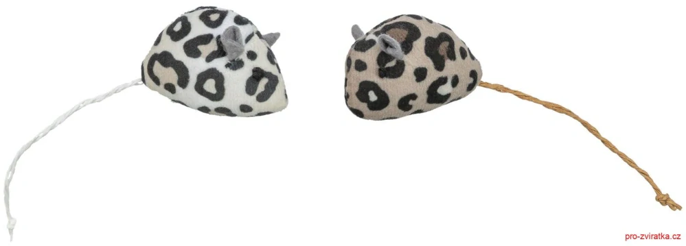 Myška plyšová s catnipem, 5 cm, 2 ks v balení, leopardí