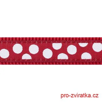 Red Dingo postroj – White Spots on Red – 12 mm x 30-44 cm