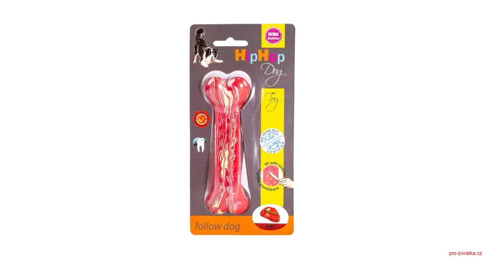 Antibakteriální dentální kost s vůní hovězího steaku HipHop přírodní guma 11 cm