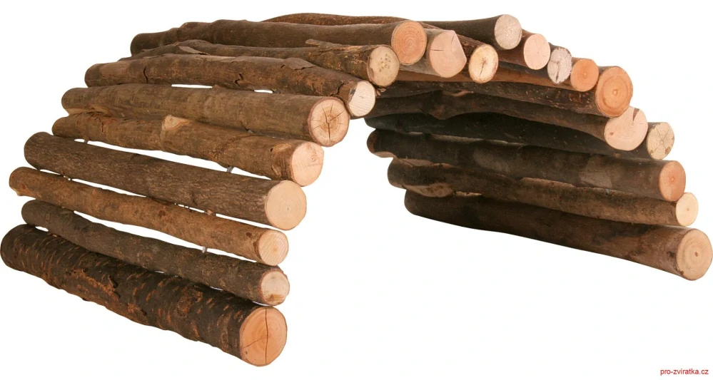 Dřevěný most z kulatých dřívek, nastavitelný