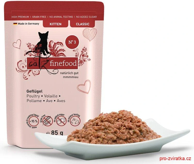 Catz Finefood Classic Kitten s drůbežím masem a brusinkami 85 g