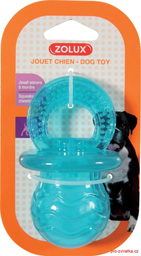 Hračka pes PACIFIER TPR POP dudlík 10cm tyrkys Zolux