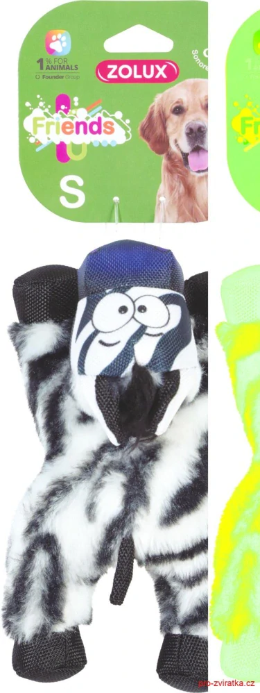 Hračka pes FRIENDS Zebra Caleb S plyš černobílá Zolux