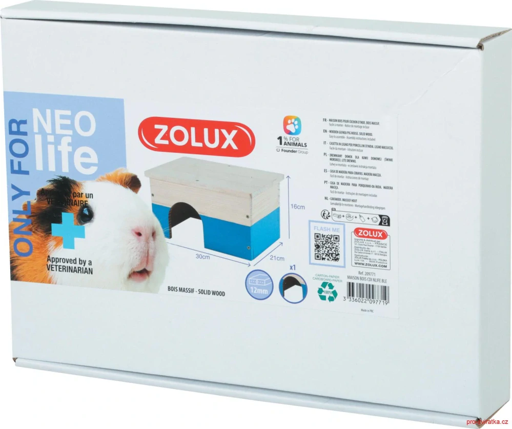 Domek pro morčata NEOLIFE NP GPIG dřevěný modrý Zolux