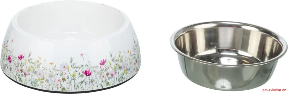 Miska nerez s květinovým vzorem, vyjímatelná, bílá/pestrobarevná, 0,2l/14cm
