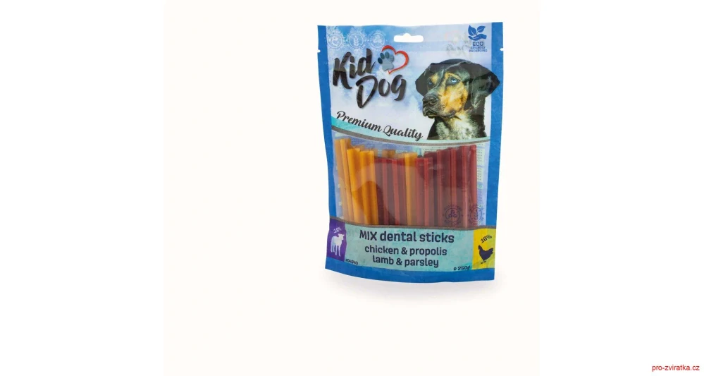 KIDDOG kuře+propolis / jehněčí+petržel MIX dentalní tyčinky 250 g