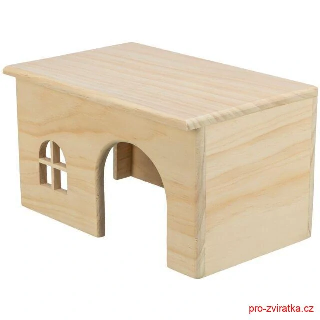 Dřevěný domek s rovnou střechou pro morčata 28x16x18cm