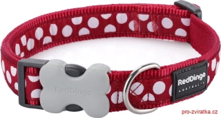 Red Dingo obojek – White Spots on Red – 12 mm x 20-32 cm