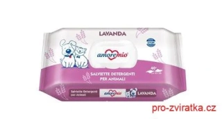 AMOREMIO vlhčené čistící ubrousky, aroma levandule, 40 ks