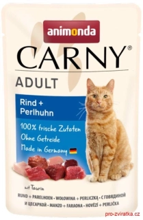 Carny Adult 85 g hovězí + perlička, kapsička pro kočky