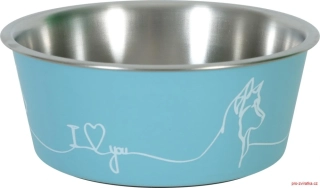 Miska nerez pes LOVE DOG 400ml modrá Zolux