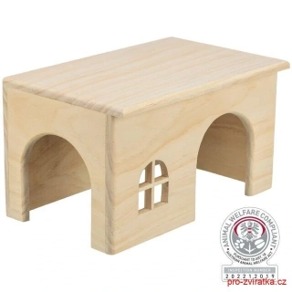 Dřevěný domek s rovnou střechou pro morčata 28x16x18cm