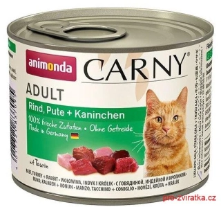 ANIMONDA konzerva CARNY Adult - hovězí, krůta, králík 200g