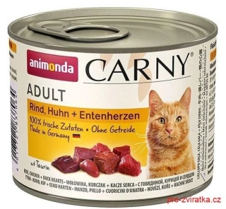 ANIMONDA konzerva CARNY Adult - hovězí,kuře,kachní srdce 200g