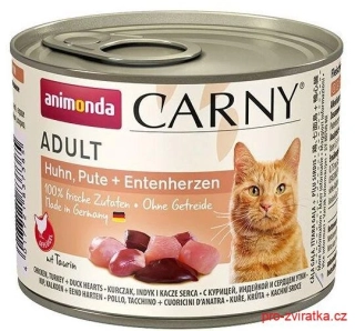 ANIMONDA konzerva CARNY Adult - kuře, krůta+kachní srdce 200g