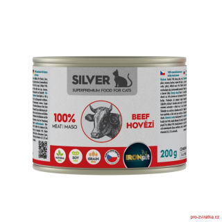 IRONpet Silver Cat Hovězí 100% masa, konzerva 200 g
