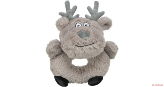 Vánoční sob-kroužek, bez zvuku, 24 cm, plyš, šedá