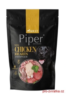 NEW PIPER s kuřecími srdíčky a špenátem, kapsička pro psy 500 g