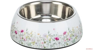 Miska nerez s květinovým vzorem, vyjímatelná, bílá/pestrobarevná, 0,2l/14cm