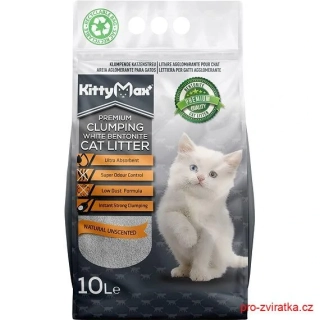 KITTYMAX hrudkující, bezprašný bílý bentonit 10 l